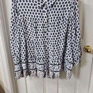 Cato Women's Blouse Plus Size 22/24W Tiered Boho Floral Button Down Blouse